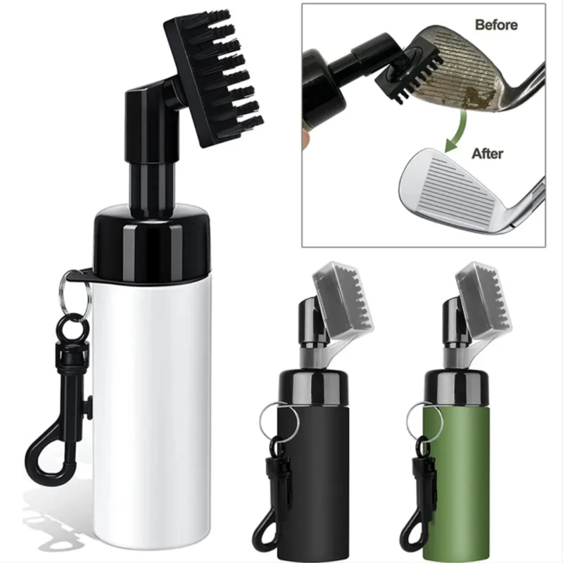 Kit de Limpeza Portátil para Tacos de Golfe com Frasco Spray à Prova de Vazamentos e Escova para Limpeza de Ranhuras - Conjunto de Ferramentas para Manutenção de Golfe