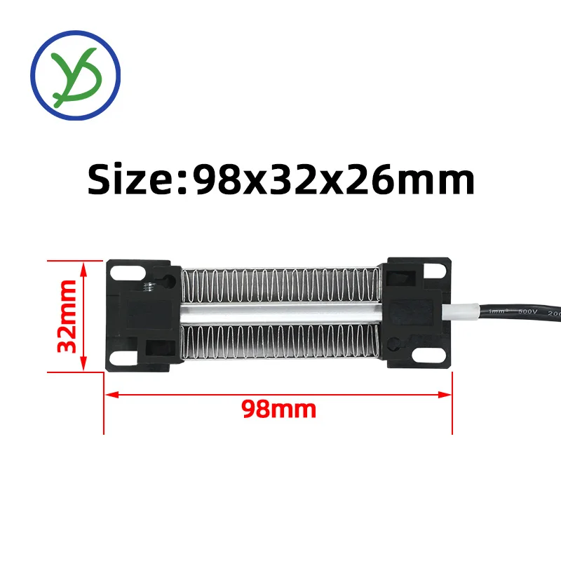 Insulated PTC ceramic air heater Electric heater 100W AC DC 220V 98x32mm