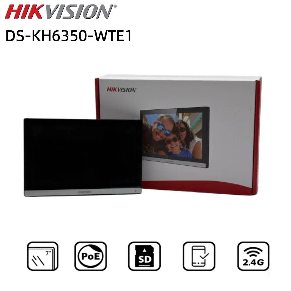 Hikvision DS-KH6350-WTE1/White 7 inch Wifi IP Indoor Station APP View Voice Message Elevator Control Smart Home Video Intercom