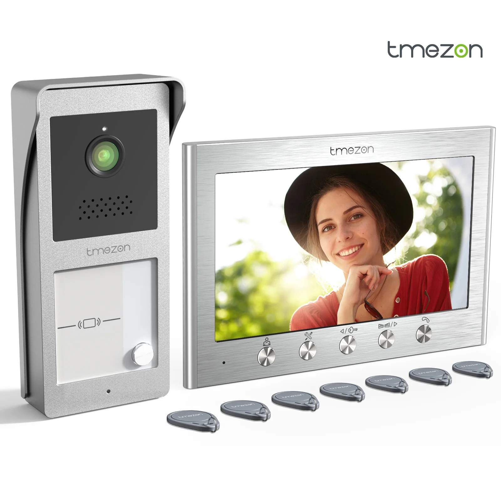 

2 wire video door phone doorbell intercom system for Home security,TMEZON 7 inch monitor with wired bell,RFID card/night vision