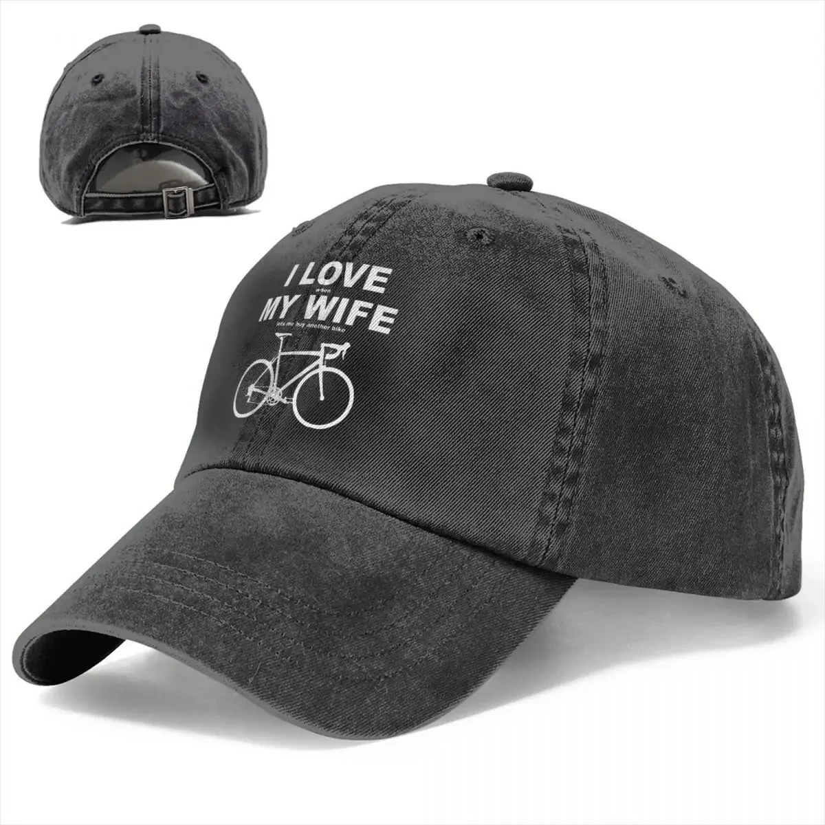 I Love When My Wife Lets Me Buy Another Bike Baseball Caps Retro Distressed Cotton Sun Cap Men Outdoor Running Golf Hats Cap