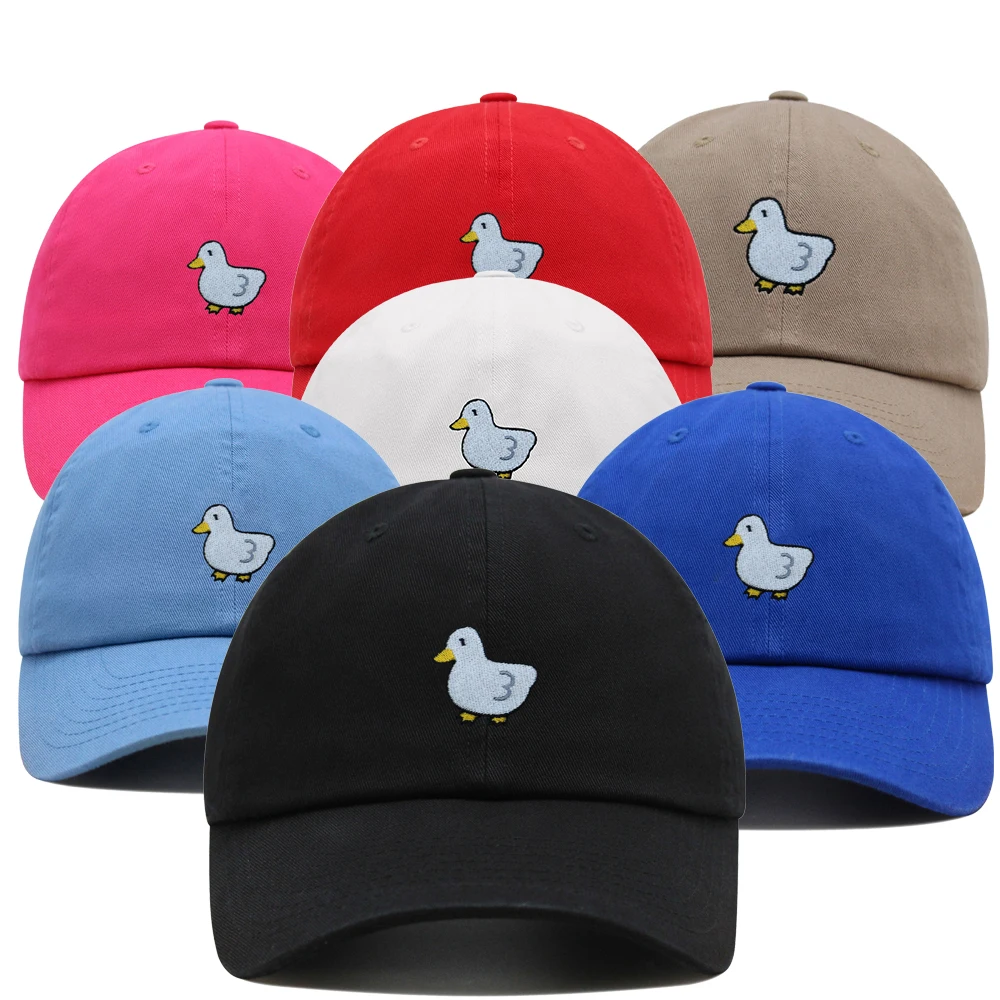 Embroidered Cartoon Little White Duck  Baseball Cap Dad Hat Cotton Kawaii Mother hats Summer Peaked Caps Trucker hat