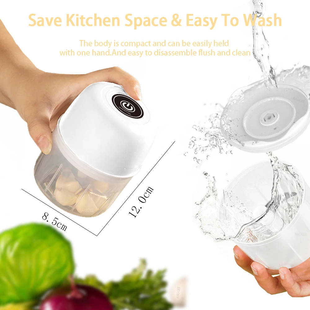 Electric Chopper Mini Food Processor Portable Electric Garlic Chopper Mini Wireless Vegetable Garlic Onion Meat Grinder Blender