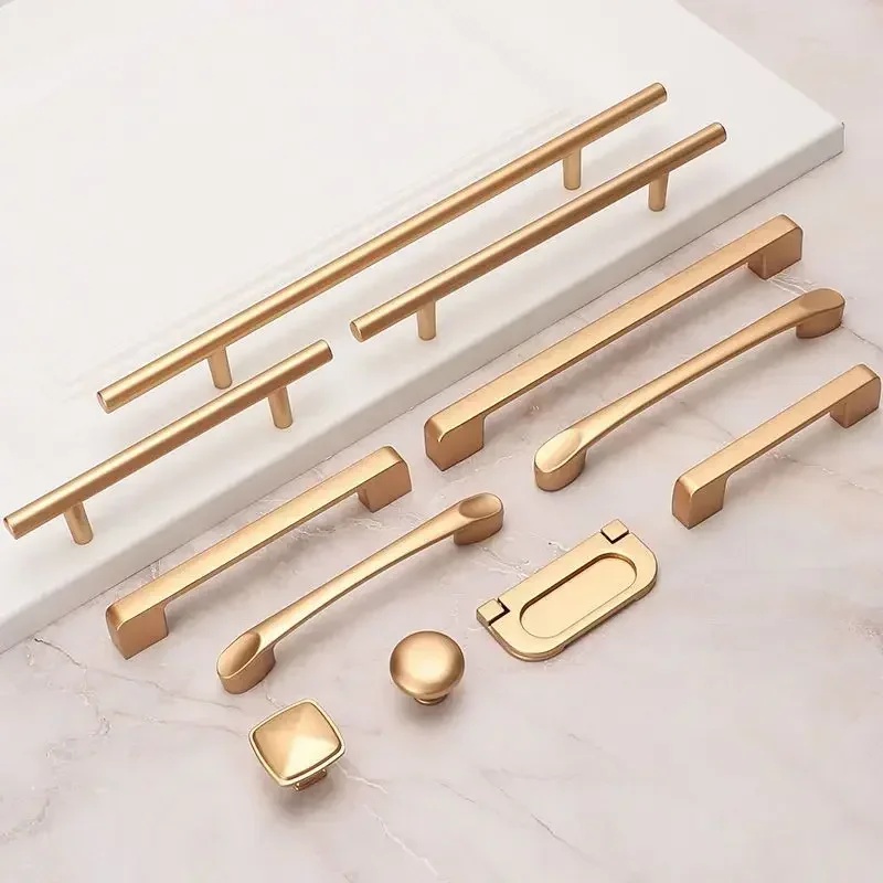 American-style Aluminum Alloy Golden Cabinet Handles Drawers Door Handles Kitchen Hardware Accessories