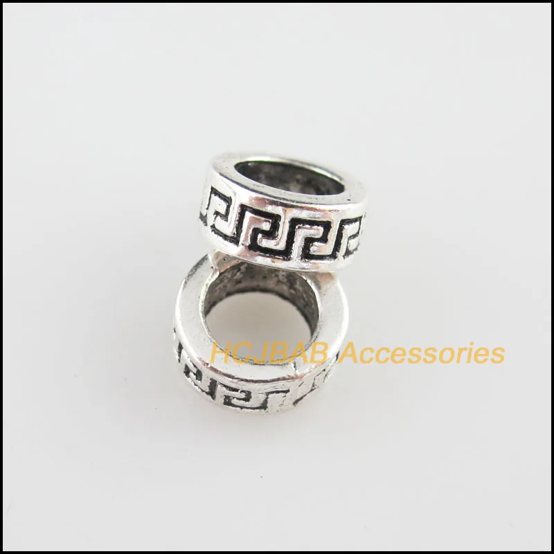 50Pcs Tibetan Silver Plated Flower Round Circle Spacer Beads Charms 8mm