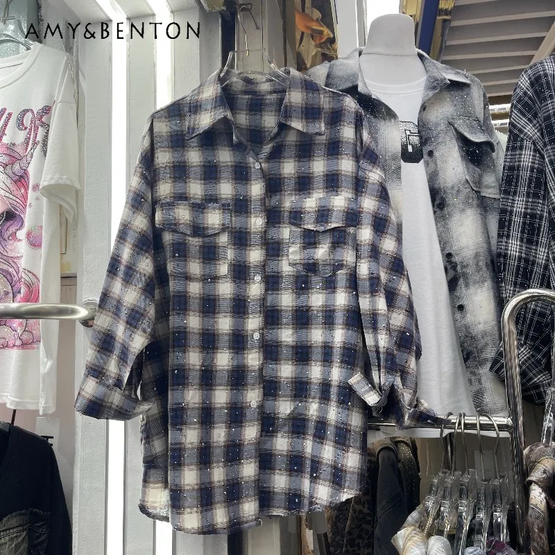 

2026 Spring New Korean Style Loose Casual Versatile Plaid Shirt Women's Unique Design Long Sleeves Single-breasted Top Jacket