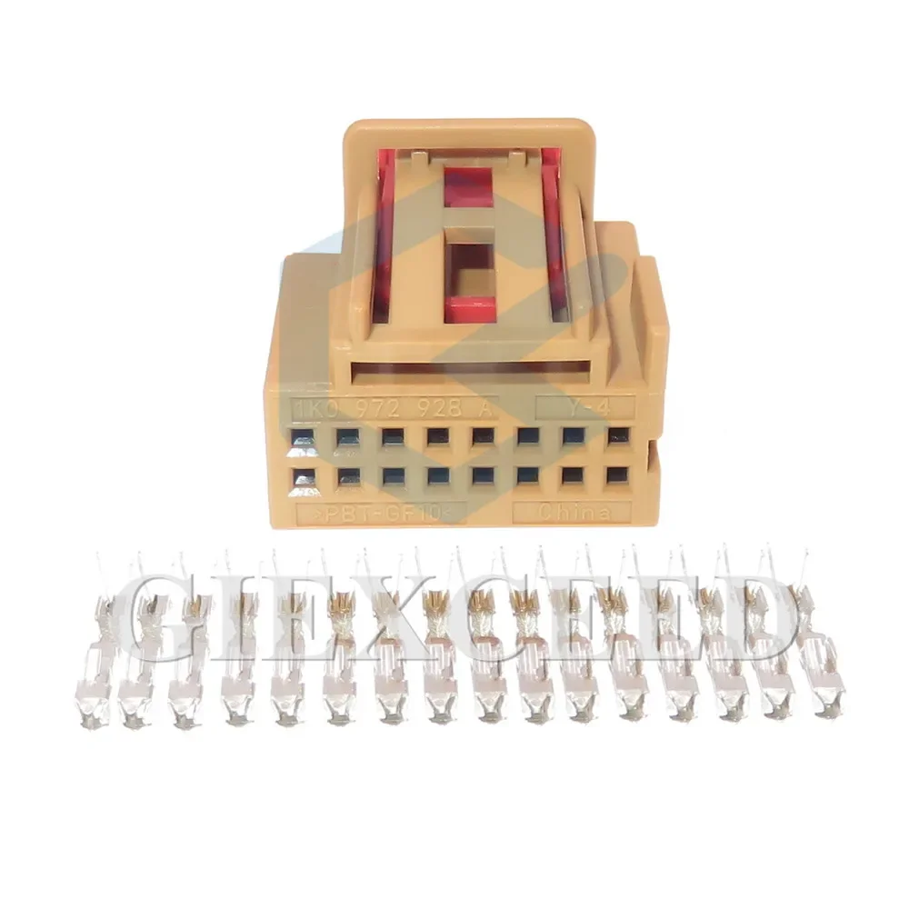 2 Sets 16 Pin 1K0 972 928 A 1K0972928A AC Assembly Car Automatic Air Conditioning Panel Wire Cable Socket For VW Audi