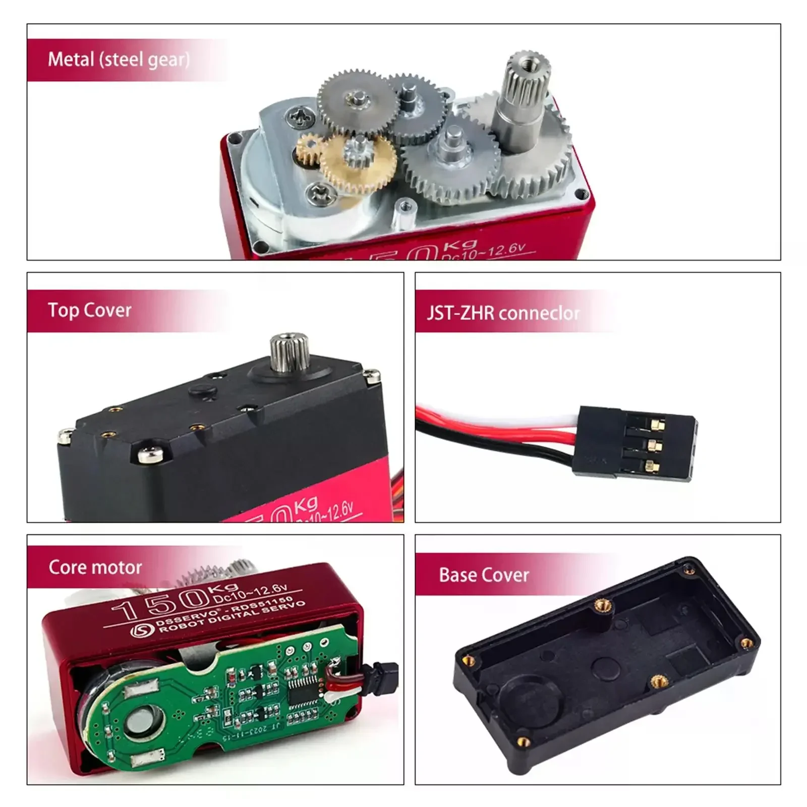 150kg.cm Metal Gear Digitale Servo Robotservo 12V 180/270 Graden Ip66 Dubbele As met U Montagebeugel voor RC Auto RDS51150