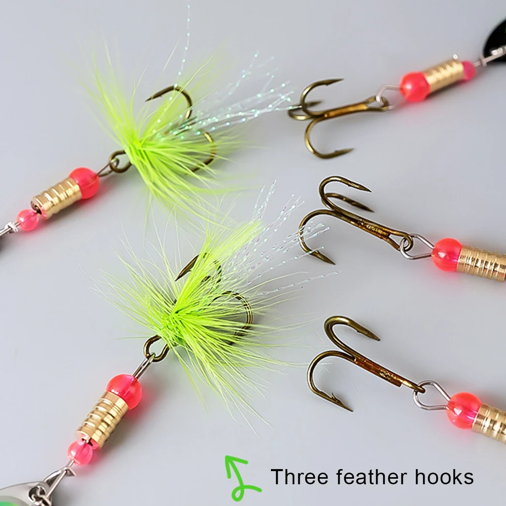 10 pz Cucchiaio di Metallo Spinner Richiamo di Pesca con Ami Alti Spoonbait Crankbaits 3g Cucchiaio Rotante Kit Regalo di Pesca per Papà Padre