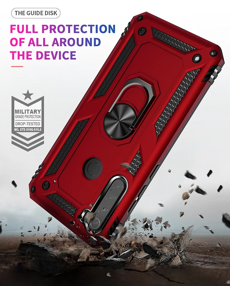 Shockproof Armor Magnetic Case for Redmi note 7 7pro note8 8pro 8T note9  9T 9pro note10 10s note10pro 10promax Metal Ring Cover