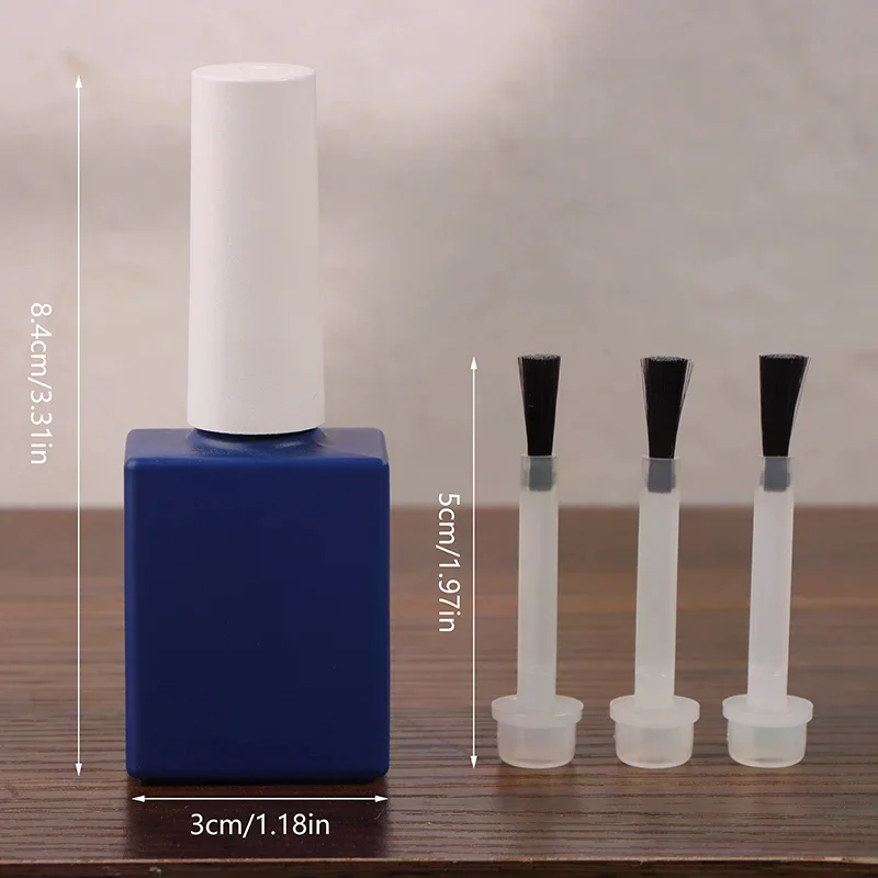 ขวดน้ำยาทาเล็บสีน้ำเงินเข้มขนาด 12 มล. พร้อมแปรง ขวดเปล่าสำหรับเติม ขวดกาว ขวดตัวอย่างขนาดเล็กสำหรับเจลทาเล็บ ขวดแก้ว
