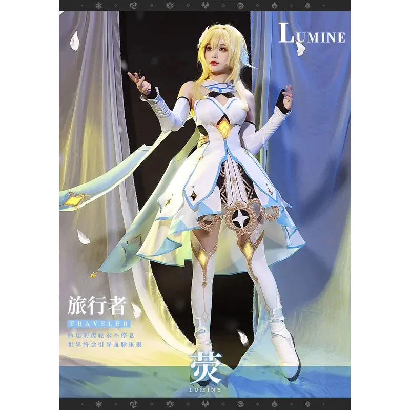 

FC6Genshin Impact cosplay Lumine Traveler cos costume Honorary knight anime game women's wear@FC8！