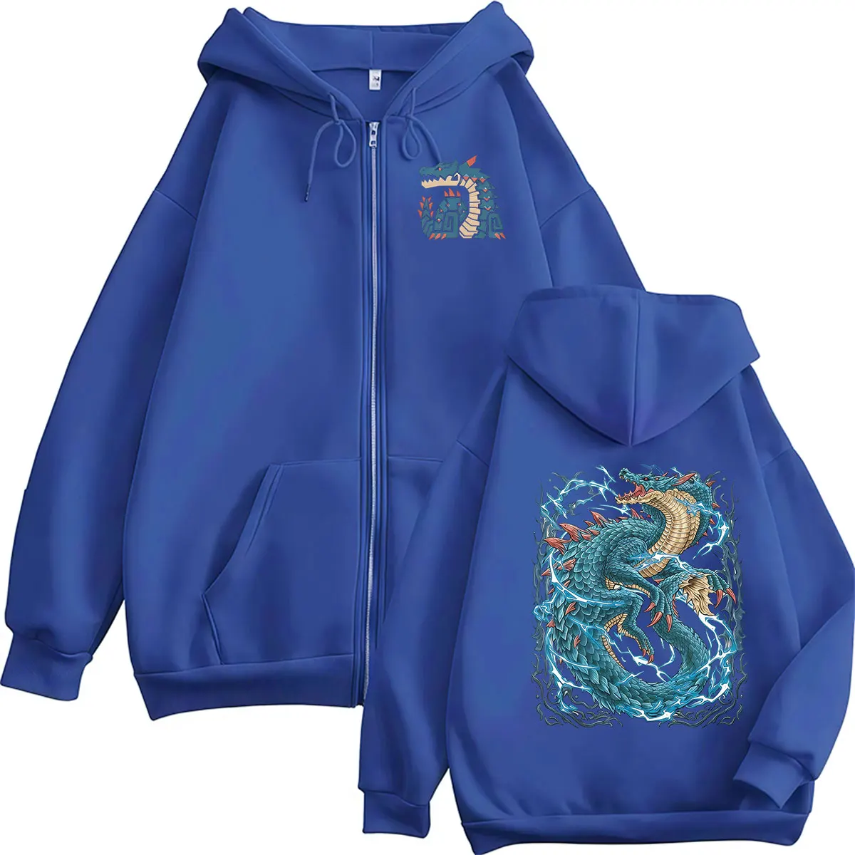 2026 Game Monster Hunter Lagiacrus Der Herr der Meere Reißverschluss-Hoodie für Männer und Frauen Langarm Vintage Oversized Mäntel Sweatshirt – Detail 6