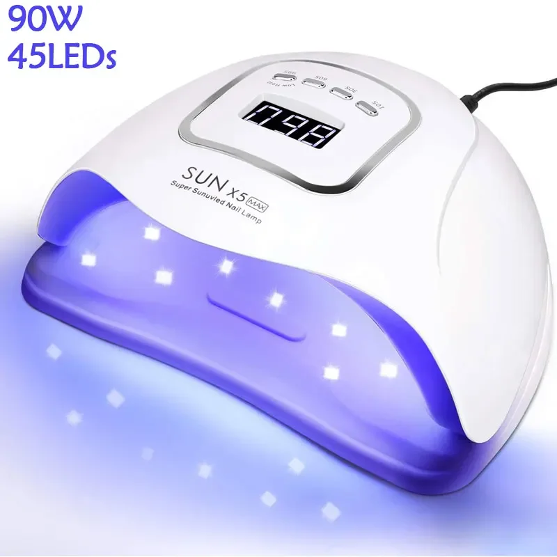 Lampe à ongles UV LED, 90W, séchoir à vernis gel, 4 modes, fonction mémoire de temps, outils d'art des ongles pour manucure, usage domestique et salon