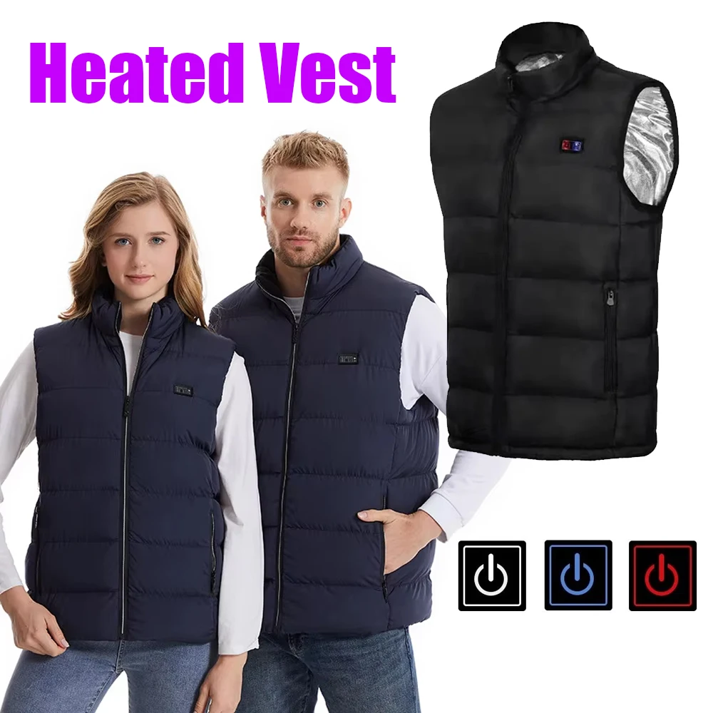 

Жилет унисекс с подогревом, камень, редкий графит, USB-нагрев, 3 уровня температуры, воротник-стойка, молния, 9 зон нагрева с карманами, 1 шт.