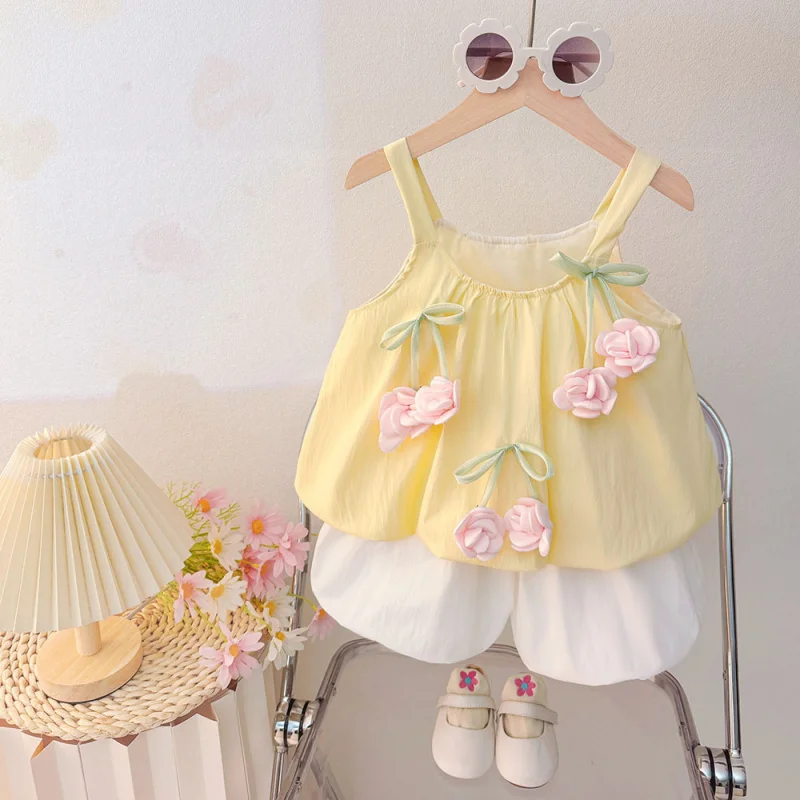 

Live Streaming Supply2026New Summer Sweet Outfit for Baby Girls: Two-Piece Set with Camisole, Wholesale for Children's Summer Cl