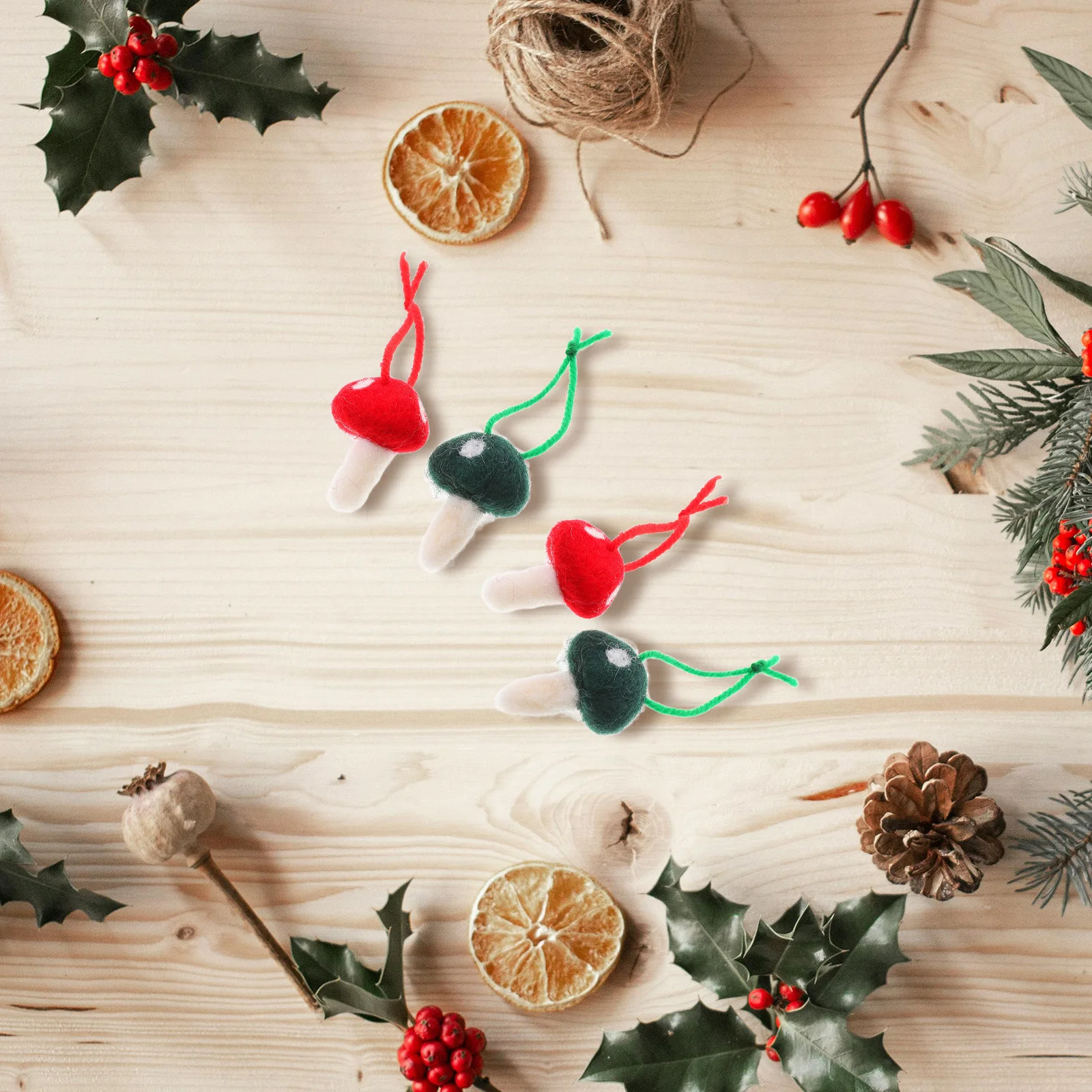 

12Pcs Felt Mushroom Ornaments Bright Color Festival Tree Hanging Decorations Holiday Party Hanging Pendants Mushroom Decor
