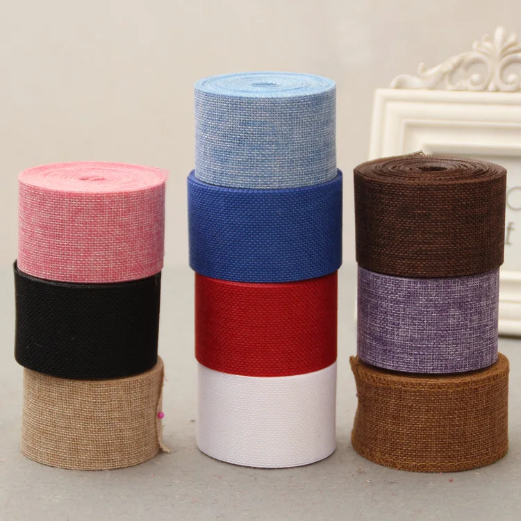 Imitation Linen Burlap Roll, DIY Handmade Christmas Decoration Ribbon, 17 Colors, 10m Roll