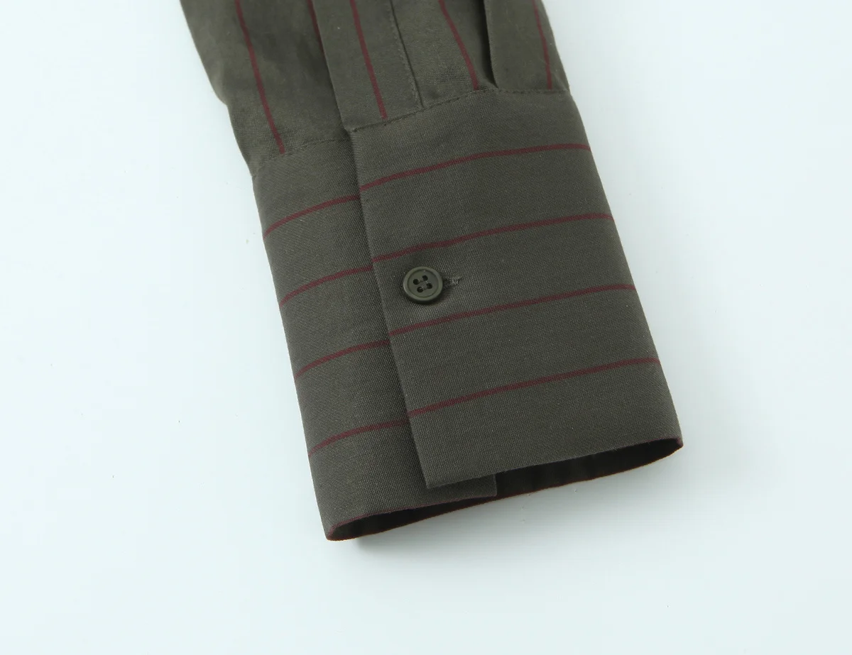 قميص نسائي غير رسمي جديد لشتاء 2025 فضفاض ومتعدد الاستخدامات أنيق بأكمام طويلة وياقة واقفة مخطط