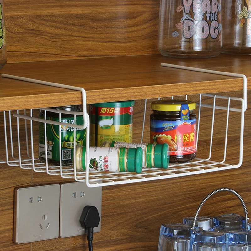 Under Shelf Table Storage Basket Rack Desk Wire Cabinet Hanging Rack Organizer
