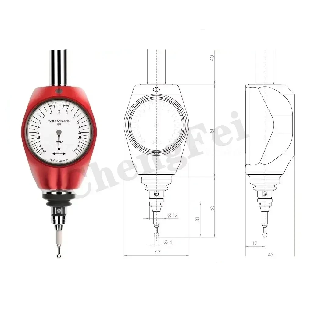 CNC German HOFFMAN 3D Edge Finder Pointer Mahr 359550 Red 3D Contact Probe Three-Dimensional Centering MarTest 802 NW