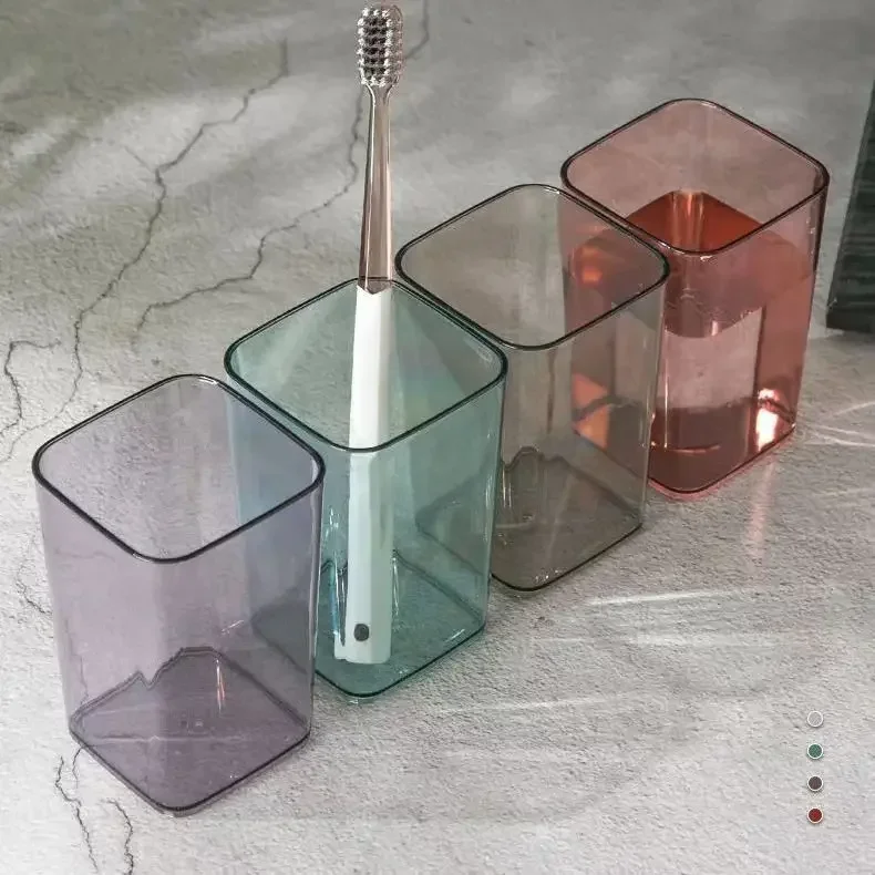 Mouthwash Cup Transparent Square Thickened Plastic Toothbrush Cup Household Wash Toothbrush Cup