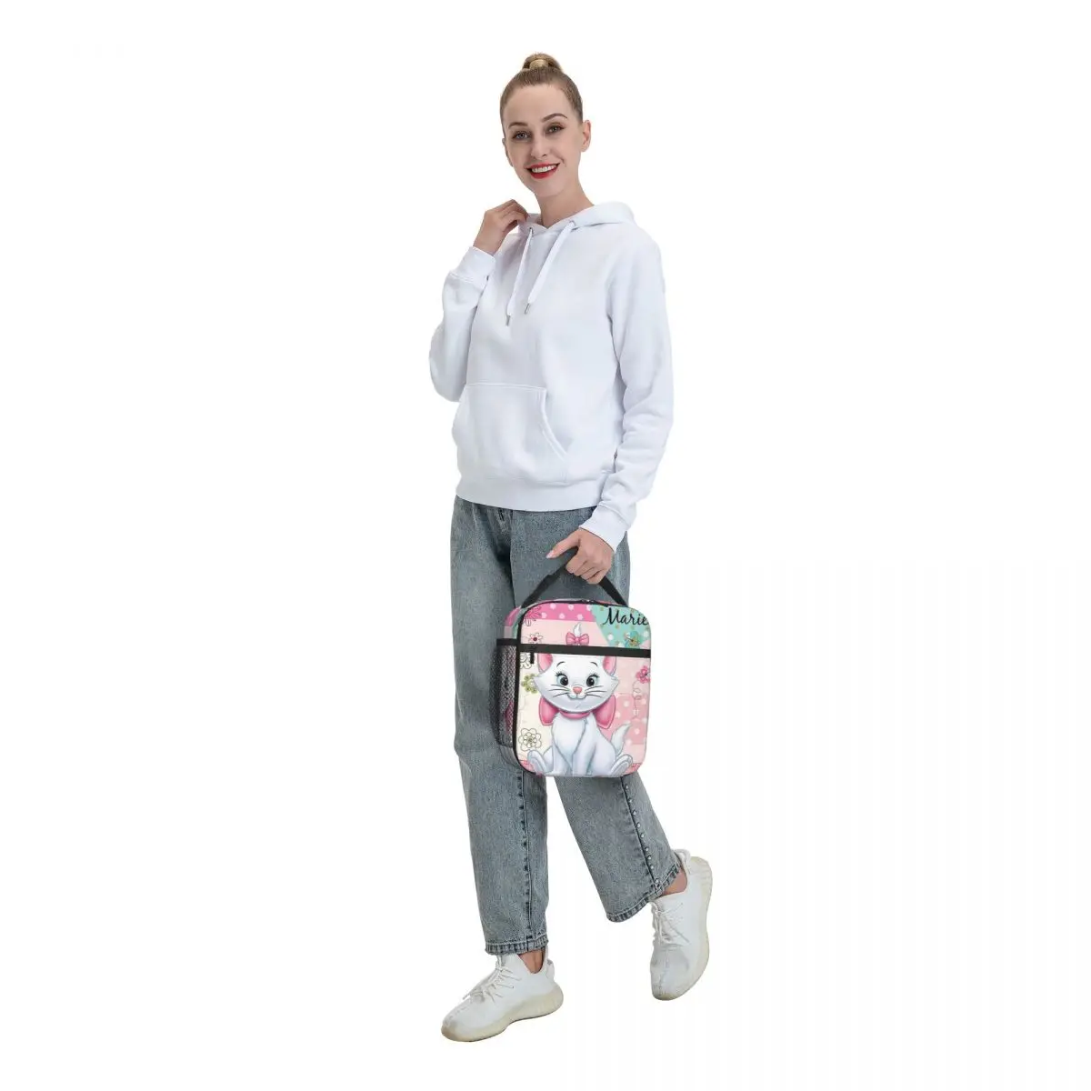 Custom Movie Marie Cat Lunch Bag for Women Cooler Thermal Insulated Bento Box Kids School Children Waterproof Tote Bags