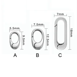 2 uds 10mm 13mm 18mm pequeño mini espejo pulido de acero inoxidable mosquetón de resorte ovalado gancho perla gemas cierre