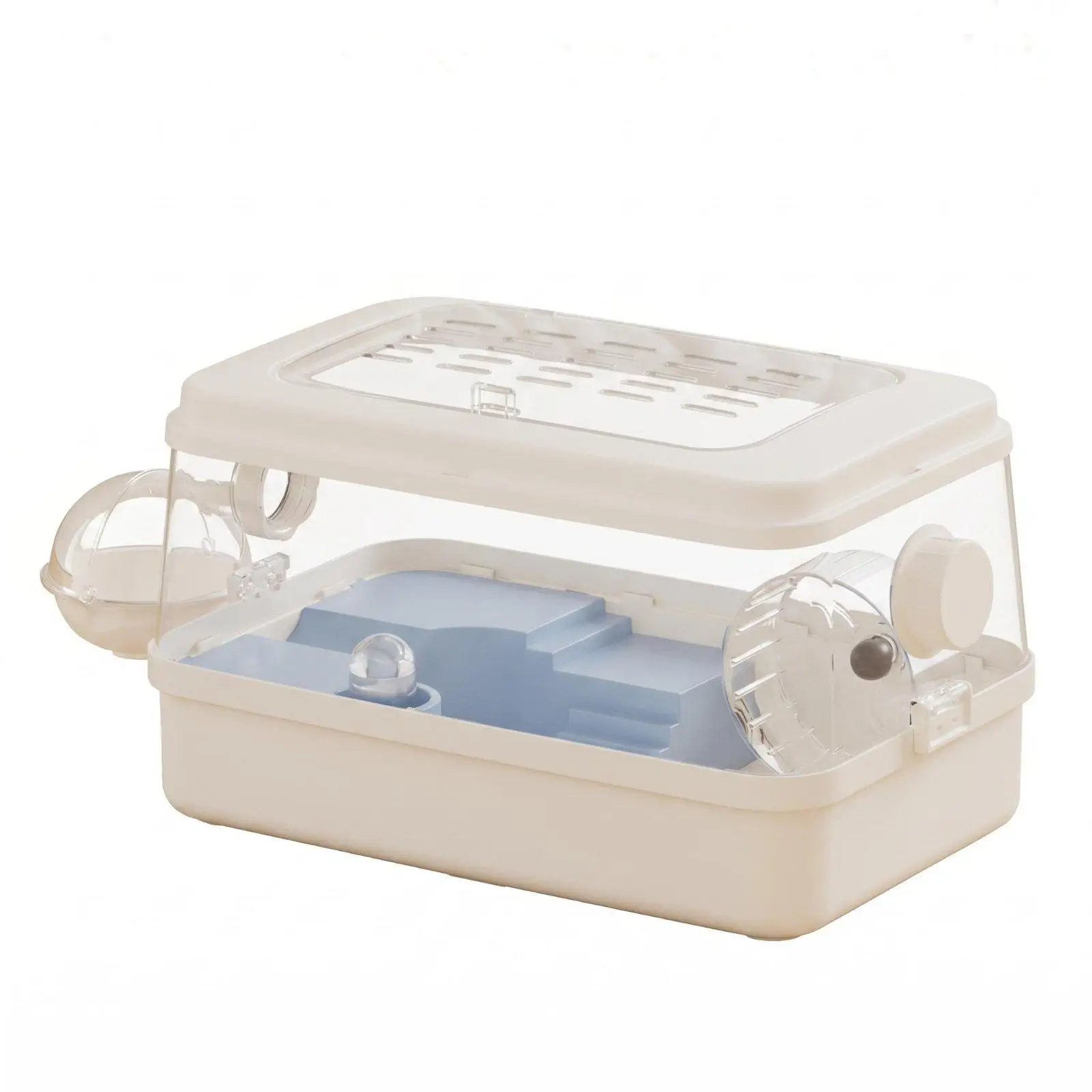 Deluxe Acrylic Transparent Rodent Enclosure Modern Big Hamster Cage with Water Bottle and Bowl for Pet Housing