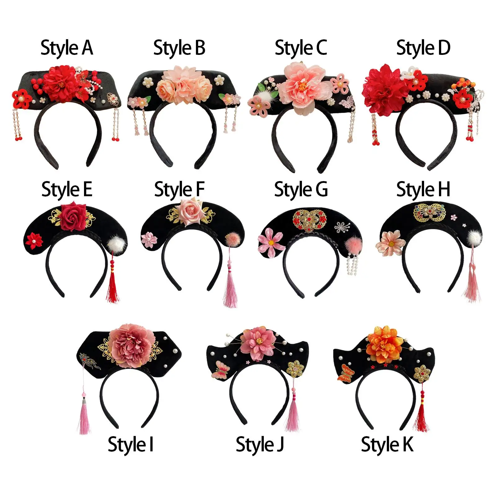 Chinese Headwear Hanfu Hair Hoop Hairband Embellished Princess Headband Qing Headband Ancient Hair Clip for Dressing