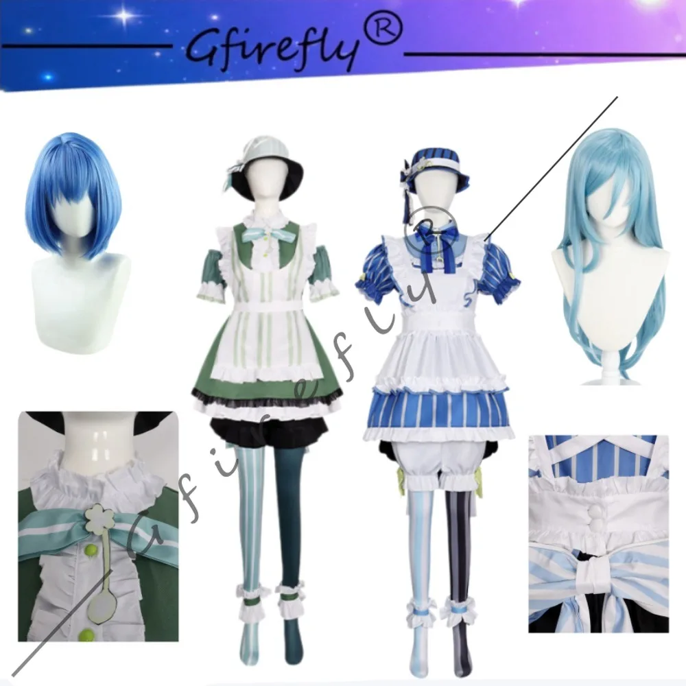 

Haruka Kiritani Same Style Maid WL2 Cosplay Costume Full Set with Hat Wig Cute Lolita Shiho Hinomori Party Comic-Con Outfit
