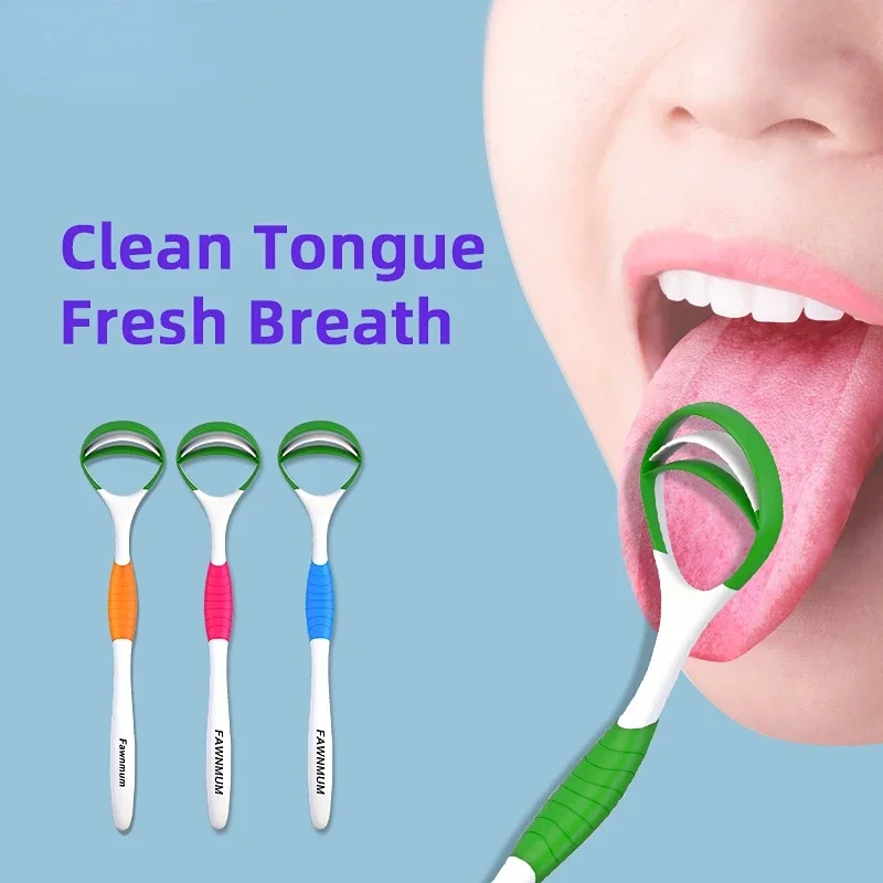 3Colors Silicone Tongue Cleaner Tongue Scraper Oral Cleaning To Keep Fresh Breath Portable Non-slip Handle Tongue Coating Brush