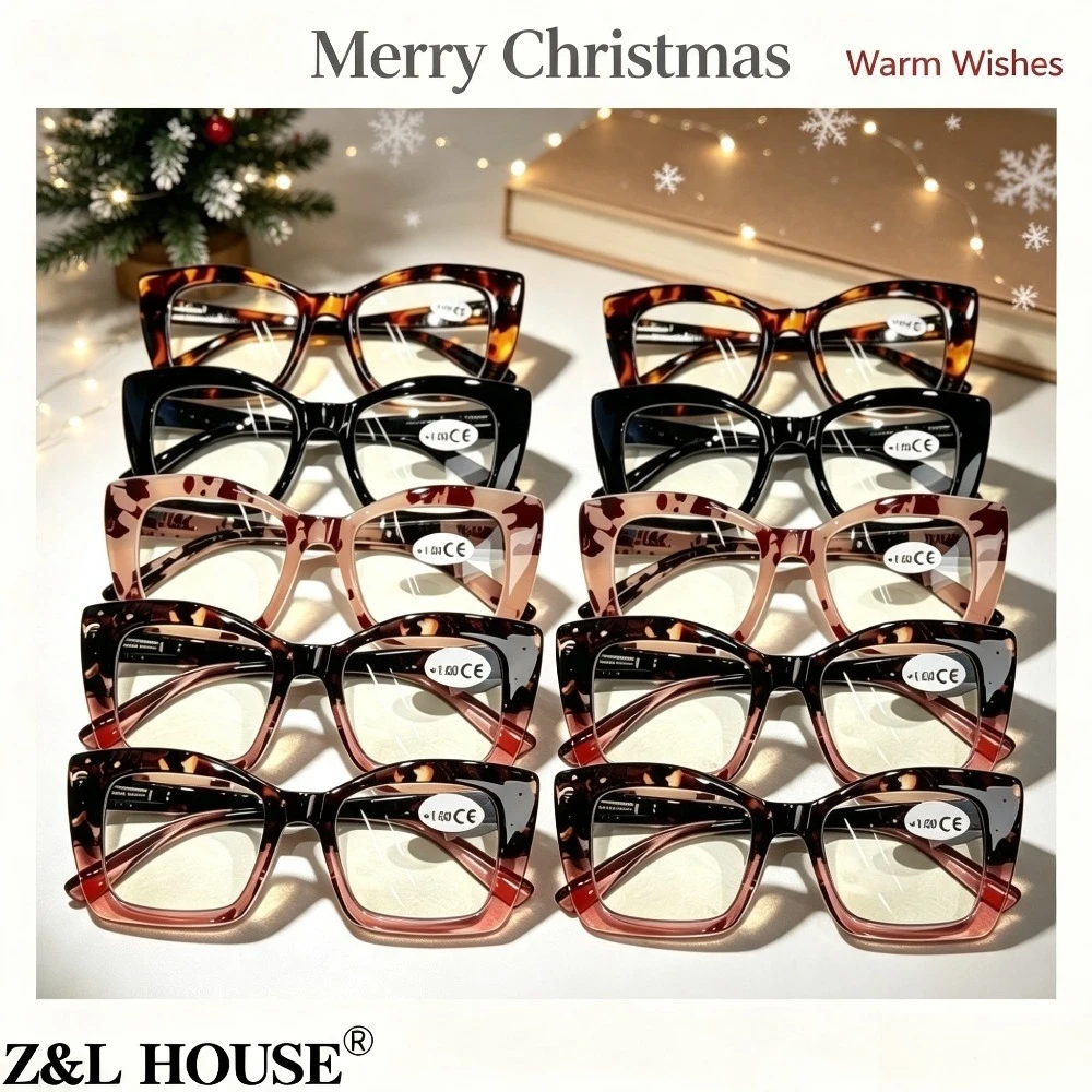 10 PCS elegant classic women's reading glasses, with high definition blue light blocking lenses, essential for daily reading of books and newspapers, recommended for Christmas and Halloween gifts
