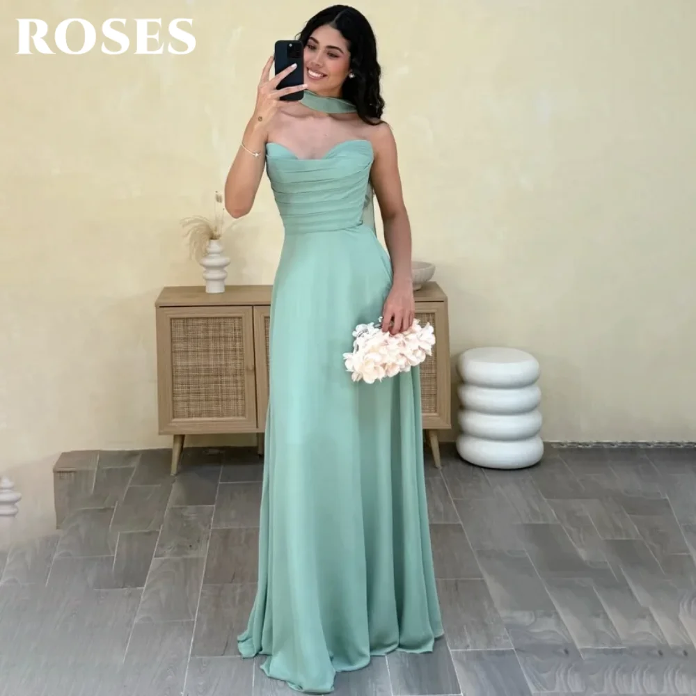فستان الحفلات باللون الأخضر النعناعي من ROSES على شكل قلب على شكل حرف a فستان سهرة بدون أكمام للحفلات الراقصة فساتين سهرة مخصصة
