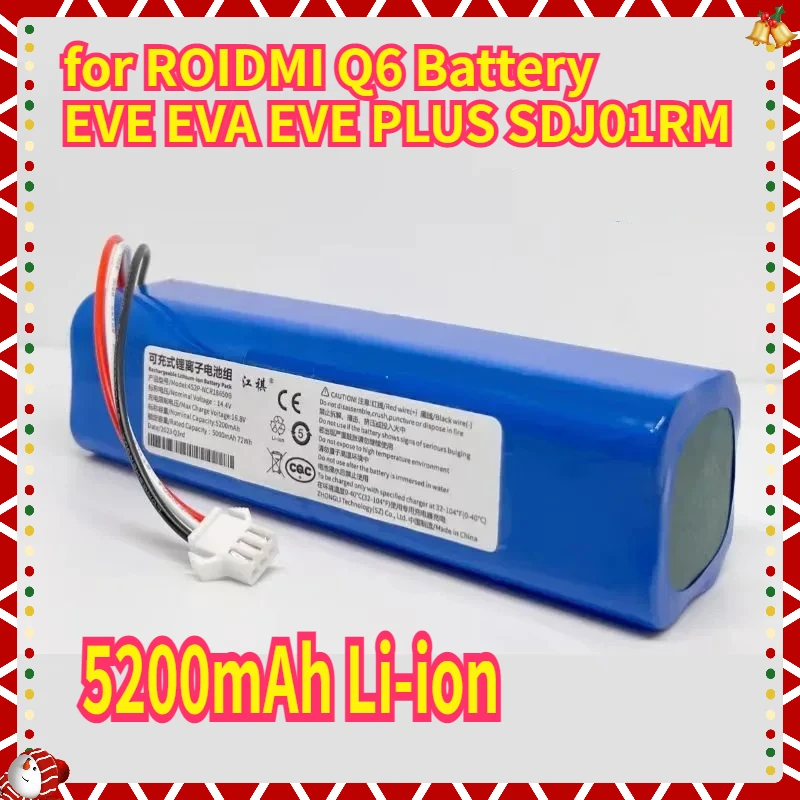 

5200mAh Li-ion for ROIDMI Q6 Battery EVE EVA EVE PLUS SDJ01RM Robot Vacuum Cleaner Accessories Spare Parts Charging Battery