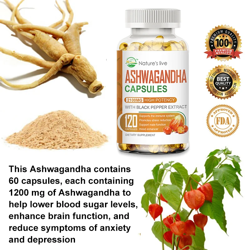 Ashwagandha 2100mg-vegane Kapseln reiner Wurzel extrakt hochfeste Tabletten