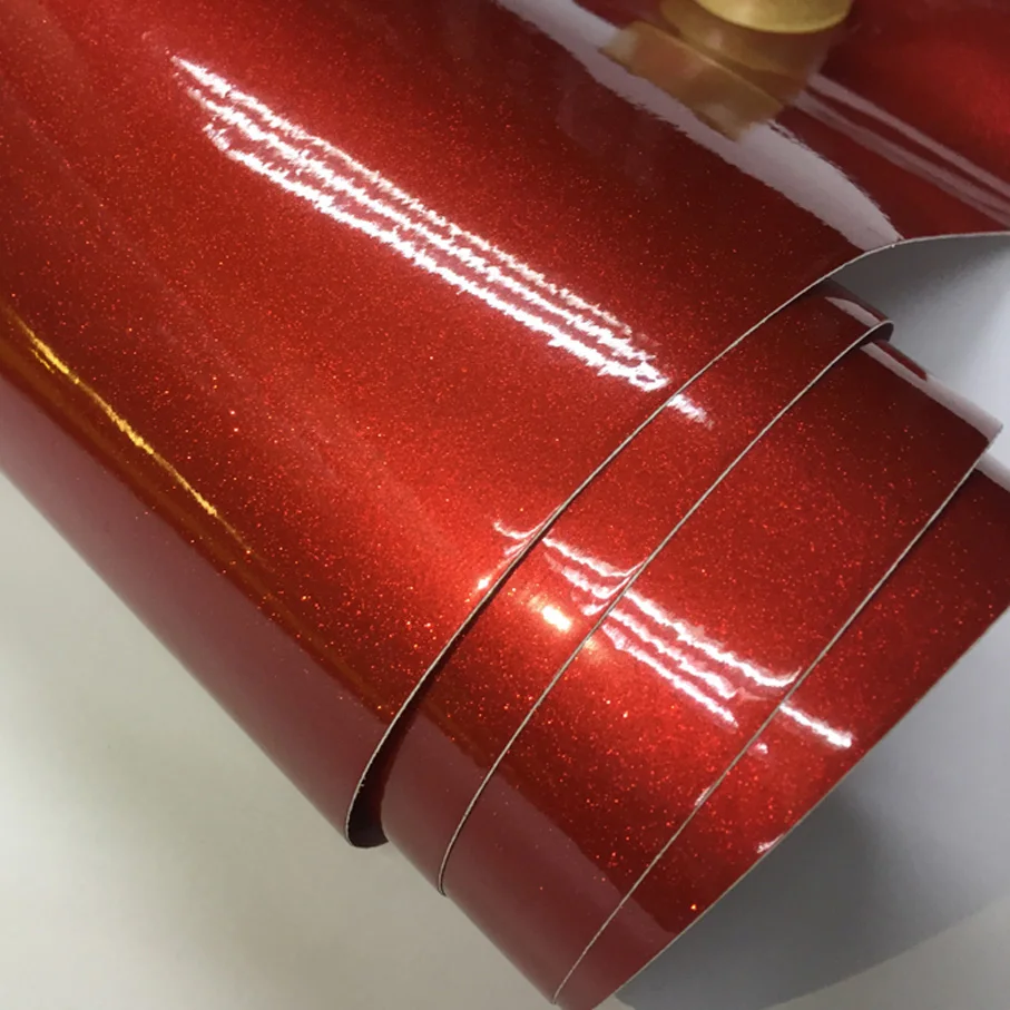 Premium High Glossy Red Diamond Pearl Glitter Wrapping Vinyl Film Glossy Red Diamond Glitter Car Sticker 12/30/50/60*100CM/LOT