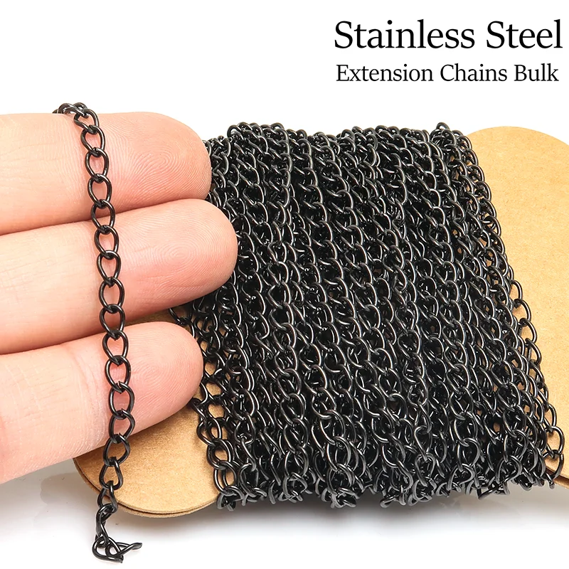 30 Fuß Edelstahl-Verlängerungskette Großhandel Rollen-Verlängerungskette Gold PVD Halskette Armband Schmuckherstellungszubehör – Detail 3