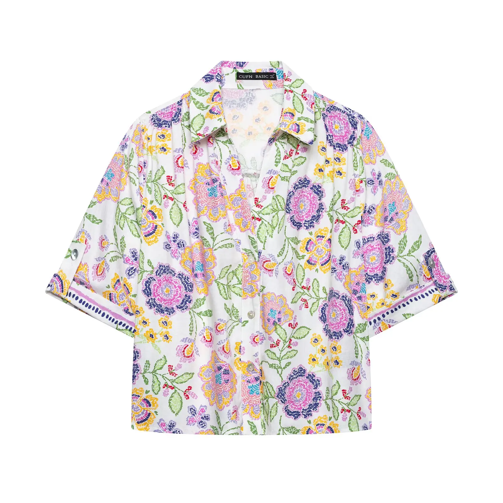 Willshela Women Fashion Printed Single Breasted Blouse Vintage Lapel Neck Short Sleeves Female Chic Lady Shirts