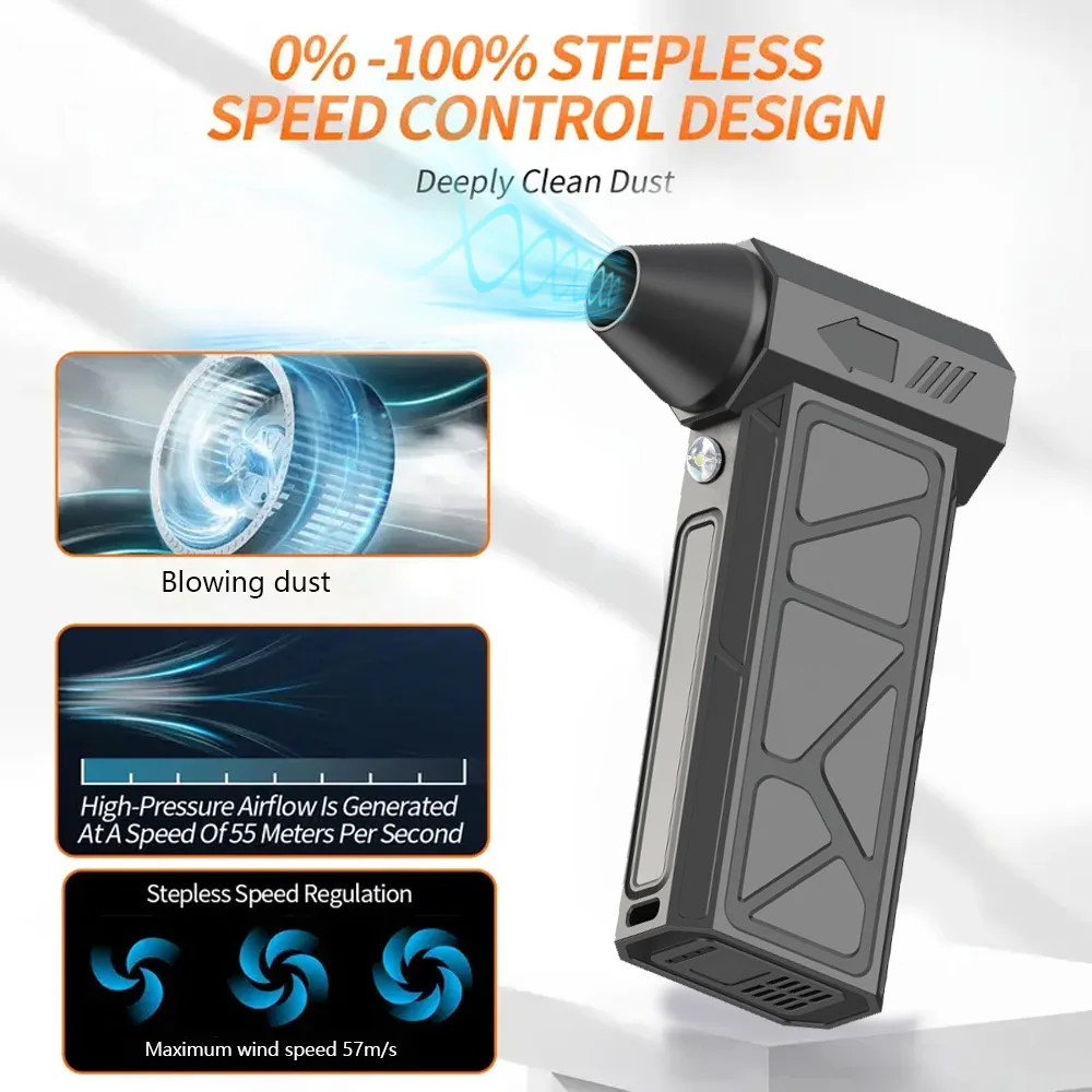 

2-in-1 Blower & Vacuum, 4-Speed/Dual Magnetic Nozzles with LED & Type-C Fast Charge for Yard/BBQ/Hair/PC Use