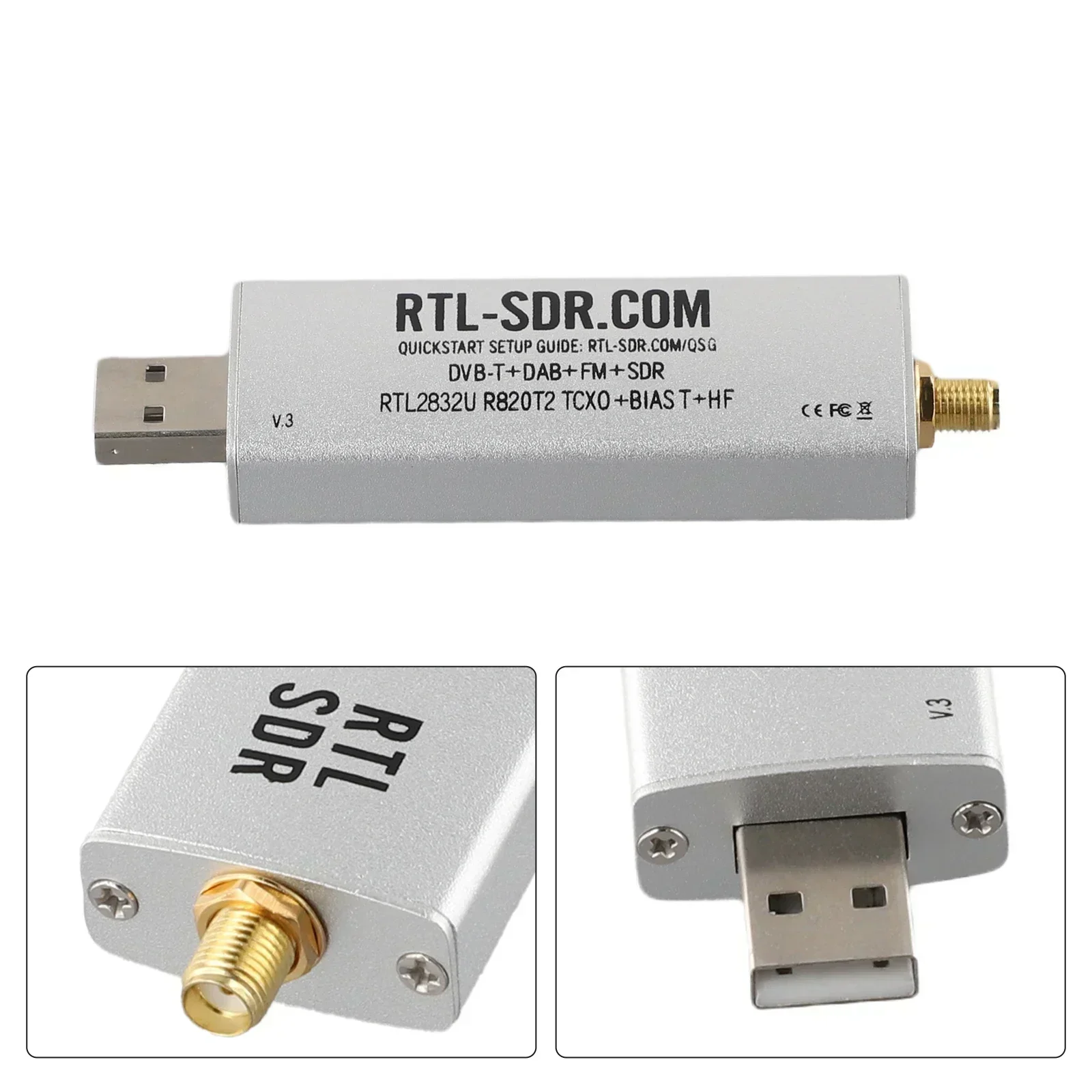 

1pcs SMA Software Defined Radio RTL-SDR Blog V3 RTL2832U R820T2 1PPM TCXO HF BiasT SMA Software Defined Radio Parts