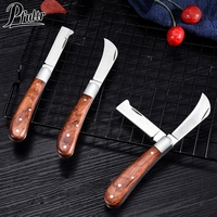 Garden Grafting Knife Stainless Steel Mushroom Electrician Folding Pocket Knife EDC Hand Tools Wooden Handle Camping Gadgets