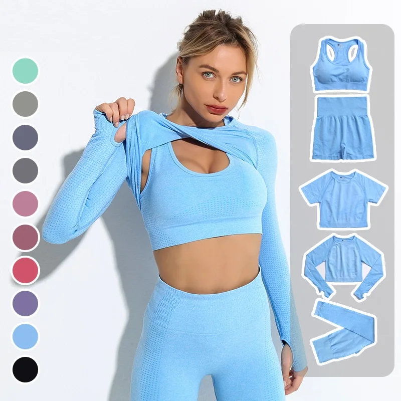 Fitness Workout Clothing Womens Gym Sets Fitness Apparel Suit Sport Active Wear  5pcs Yoga Set Yoga Clothes