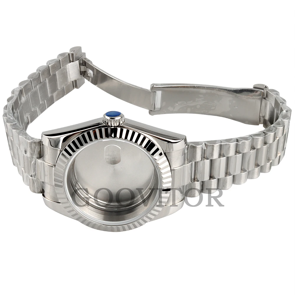 Waterproof 40mm NH35 Watch Case Presidential Strap For Seiko NH35 NH36 Movement Sapphire Glass DATEJUST Case Watch Accessories