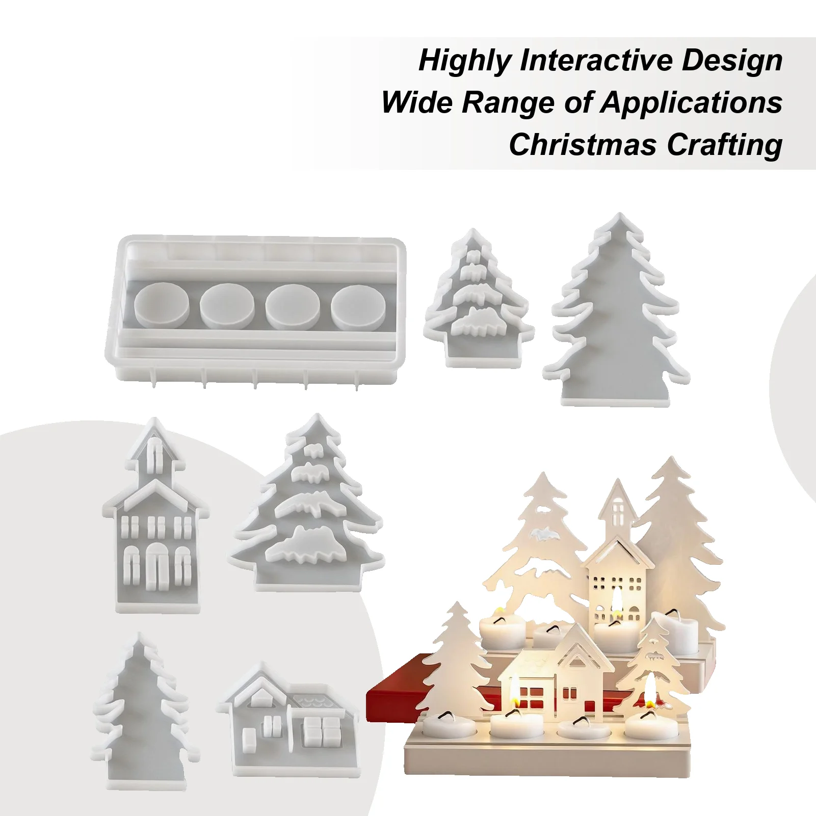 

Рождественский подсвечник, форма для рождественской елки, дом, гипсовая форма, силиконовая легкосъемная форма для рукоделия, инструмент для литья эпоксидной смолы