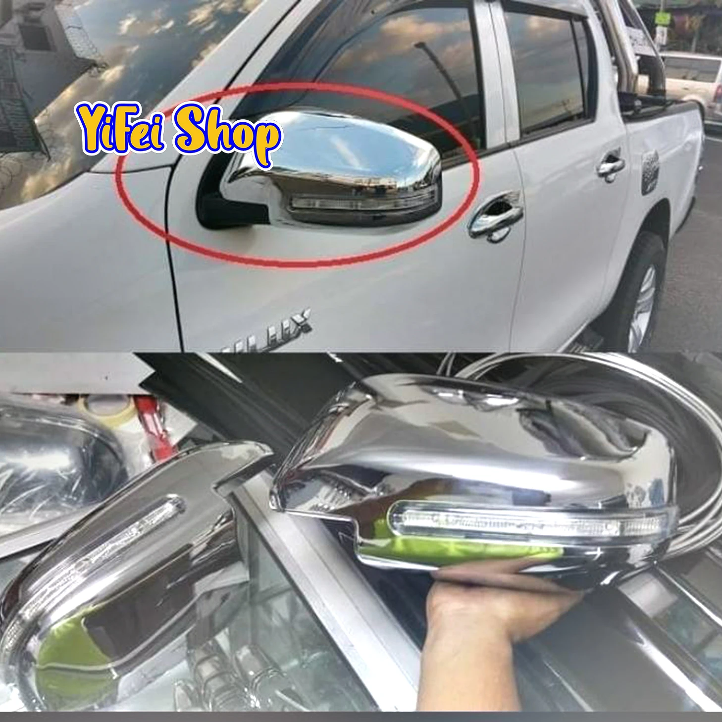 

2pcs Car ABS Chrome Rearview Accessories Plated Trim 2015 2016 2017 2018 2020 For Toyota Hilux REVO Door Mirror Cover With LED