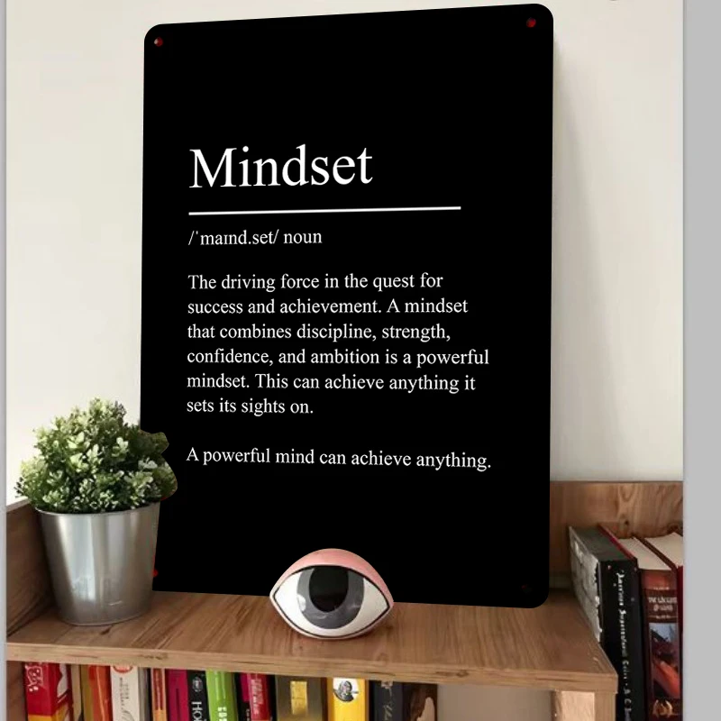 Inspirational Mindset Definition Metal Wall Art Motivational Quote Decor for Office Study Room Home Decoration