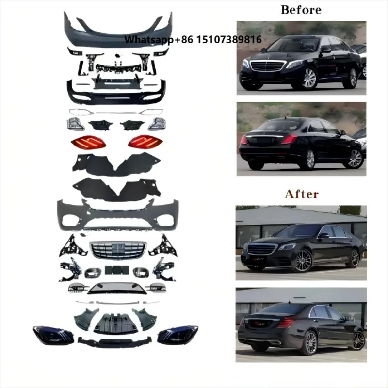 New -S Class W222 S450/S63/S65 2014-2016 & 2018-2020 Front/Rear Bumpers Exhaust Screw-On Upgrade Bodykit