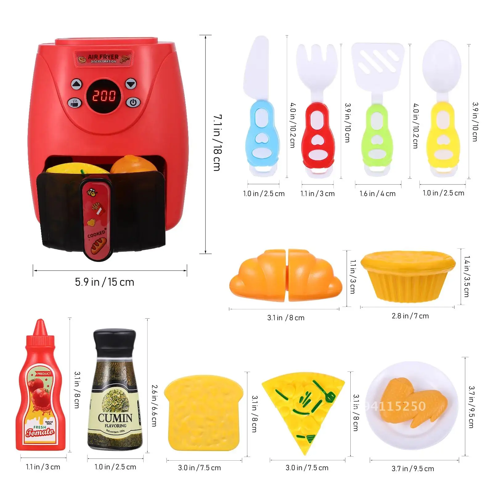 Luftfritteusen Spielzeug Tomate Rot Farbwechsel Küche Spielset Kind Modell Pretend Requisiten Spielzeug 1800X1650X1500CM Mini Lebensmittel mit