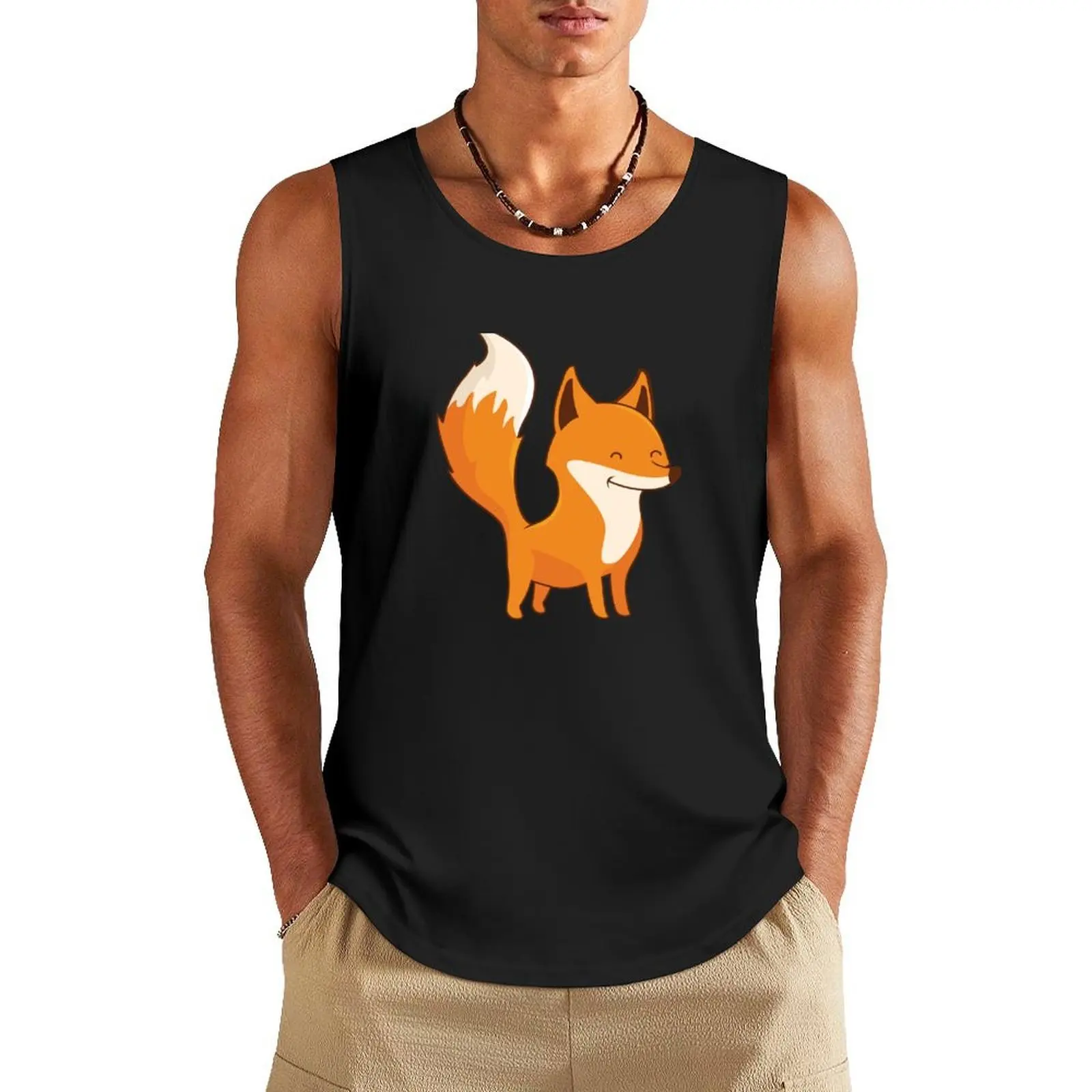 

Happy Fox Tank Top gym wear men bodybuilding for men clothing men Men's t-shirt